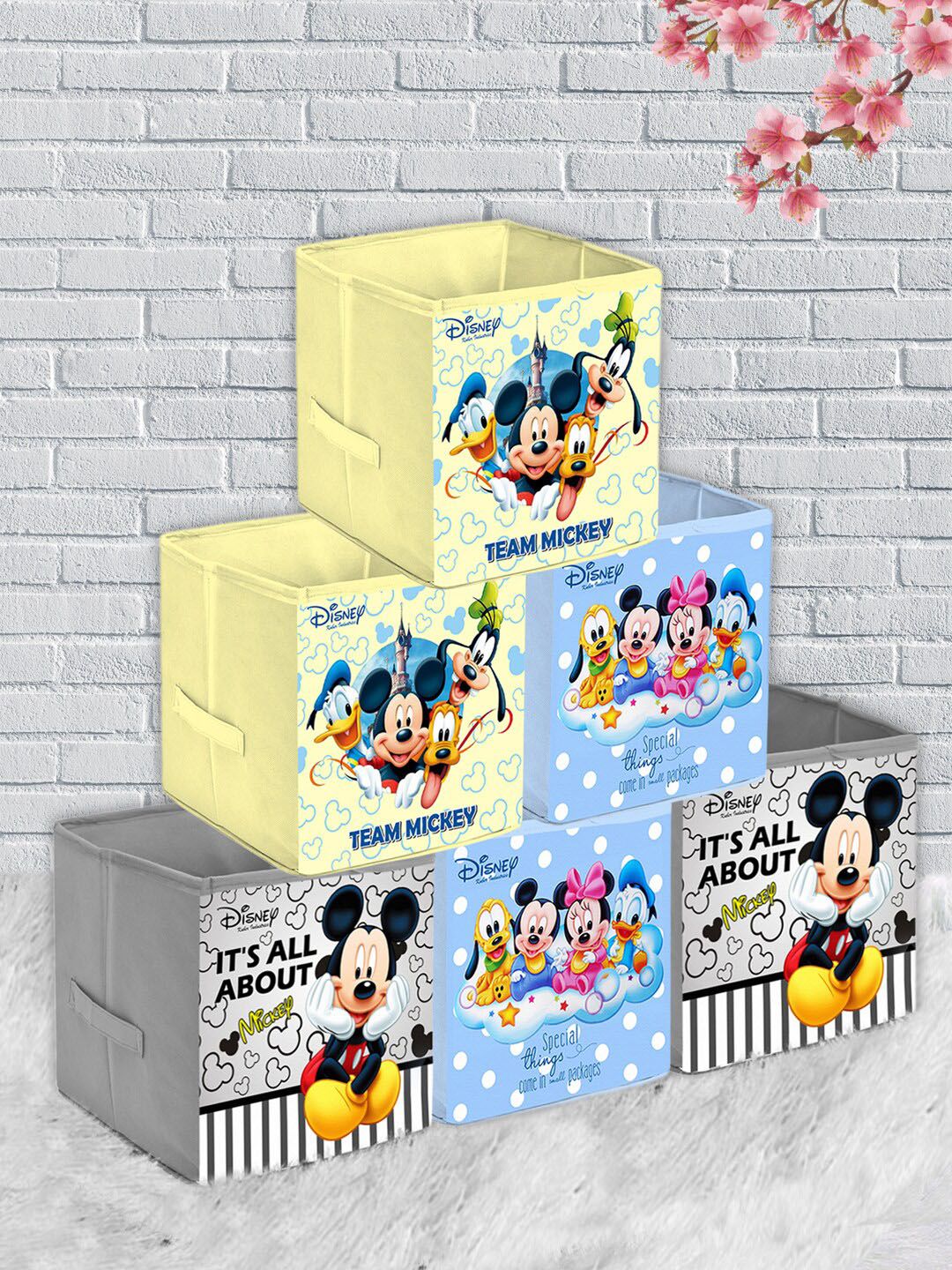 Kuber Industries Set Of 6 Disney Print Extra Large Foldable Storage Cube With Handle Price in India