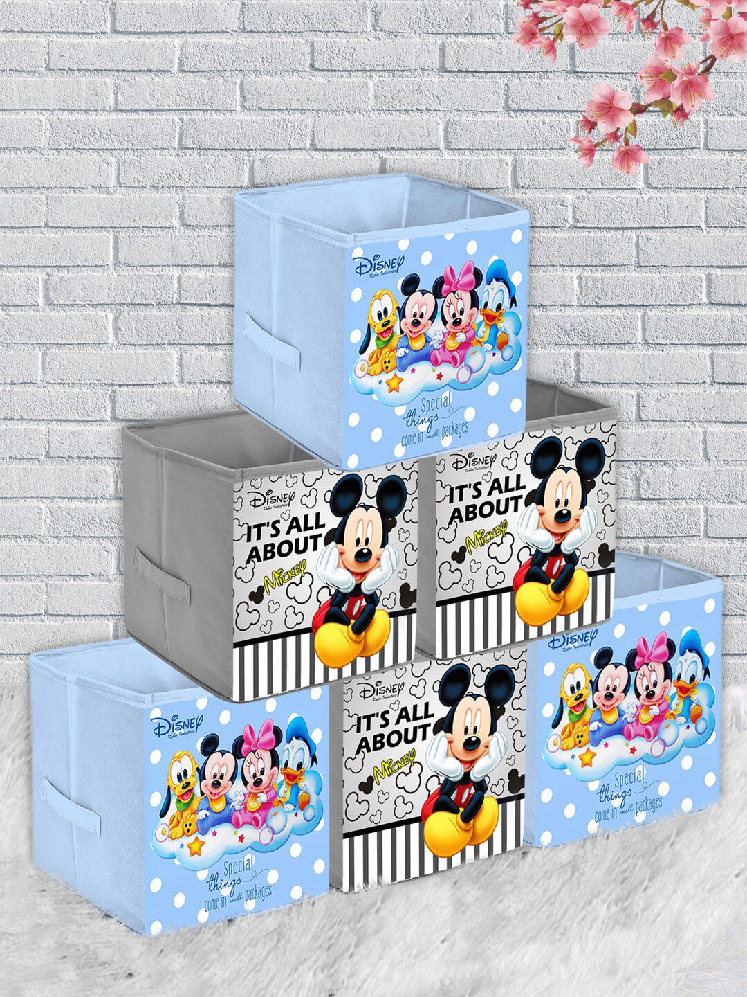 Kuber Industries Set Of 6 Disney Print Extra Large Foldable Storage Cube With Handle Price in India