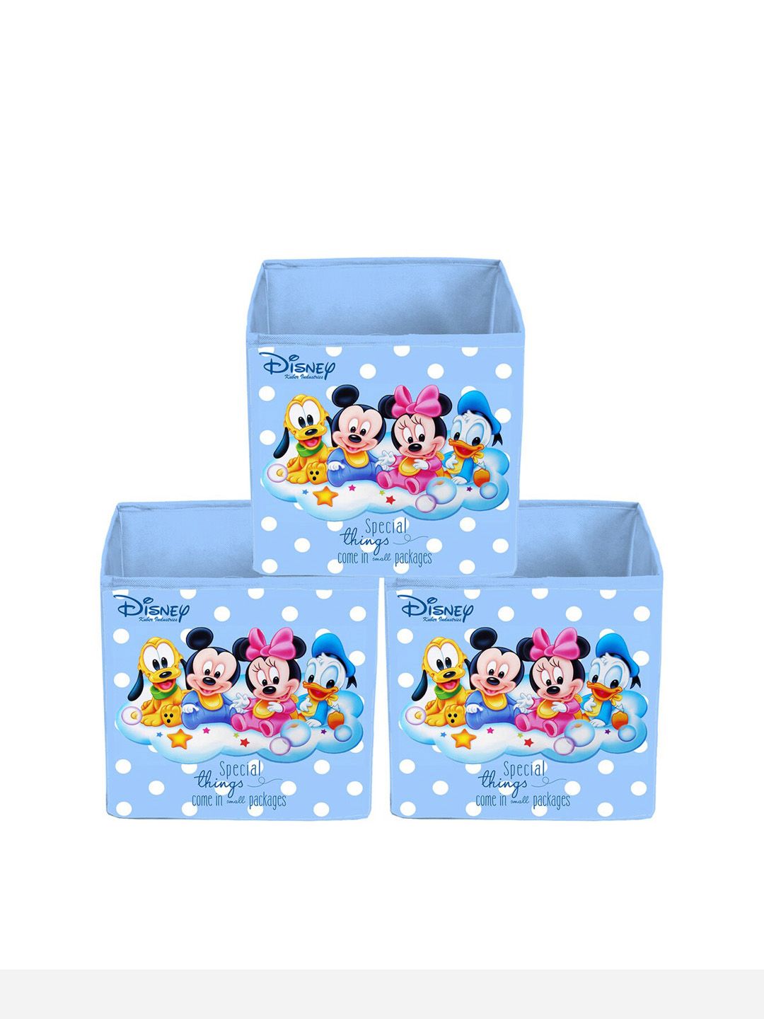 Kuber Industries Blue & Pink Set Of 3 Disney Team Printed Storage Cube Organisers Price in India