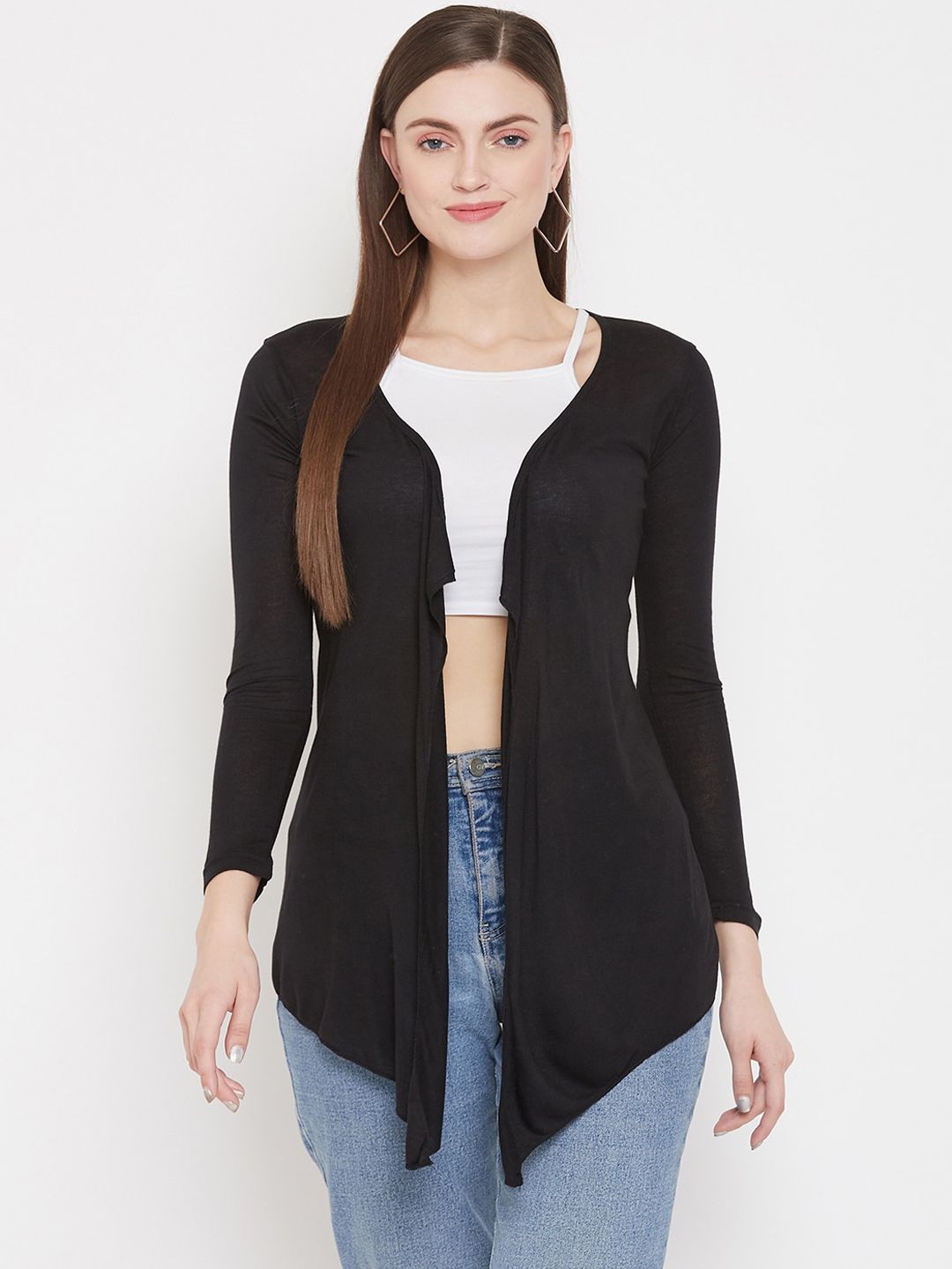 Color Cocktail Women Black Solid Open Front Shrug Price in India