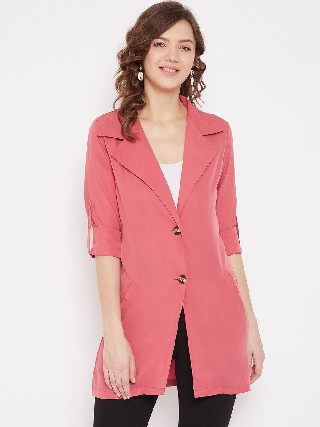 Color Cocktail Women Pink Solid Button Shrug Price in India