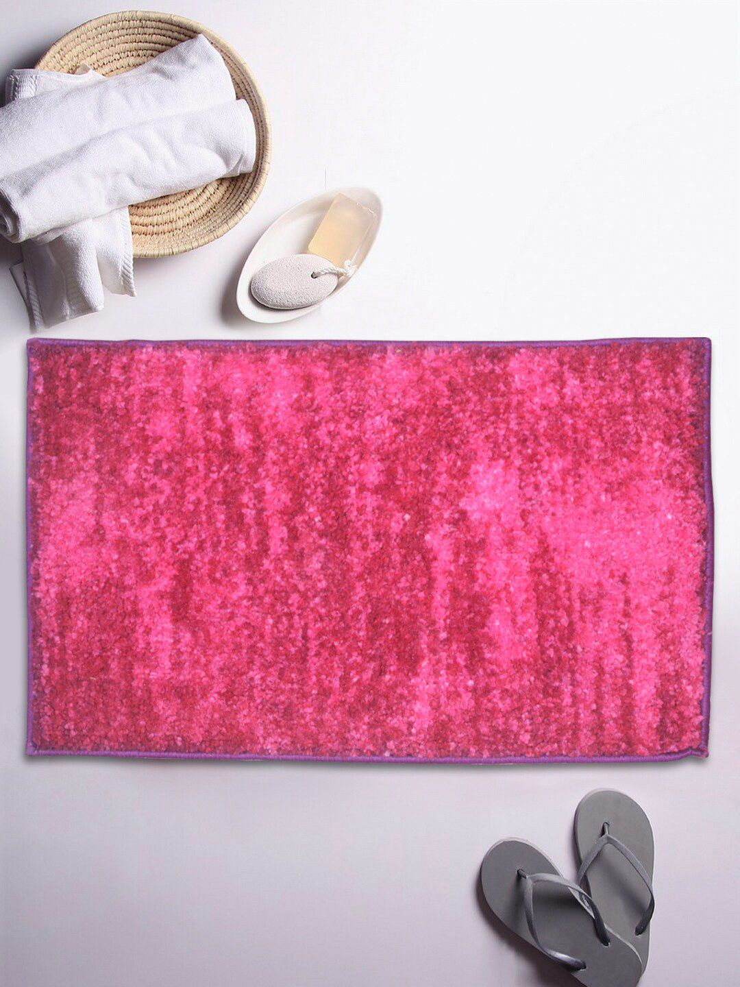 BIANCA Purple & Pink Printed Anti-Skid Super-Dry Bath Rug Price in India