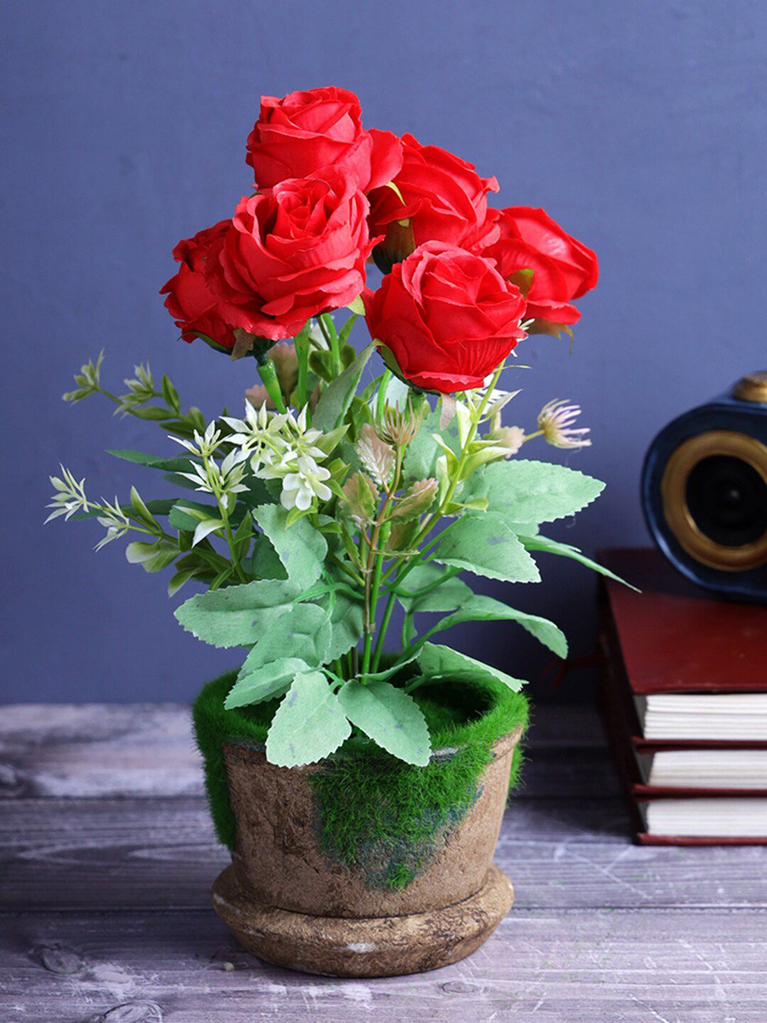 A Vintage Affair- Home Decor Red & Green Donna Artificial Flower Pot Price in India