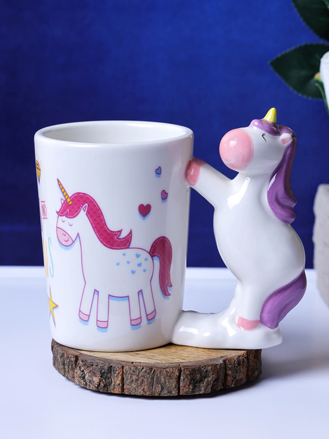 A Vintage Affair- Home Decor White & Purple Whimsical Unicorn Printed Ceramic Mug Price in India