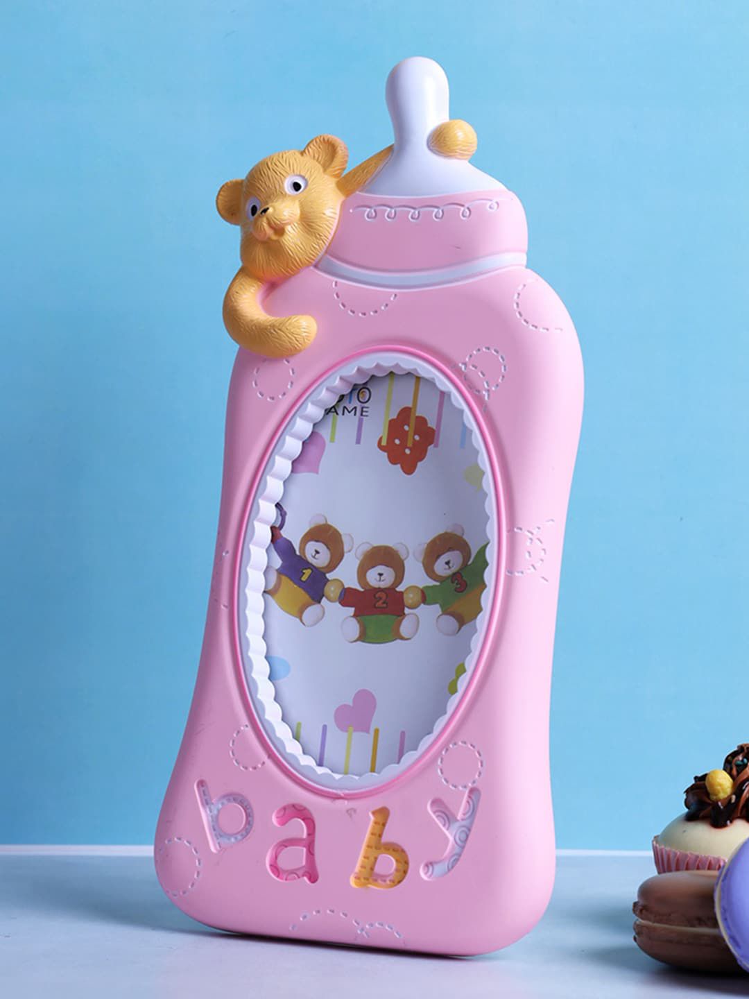 A Vintage Affair- Home Decor Pink & White Baby Milk Bottle Table Photo Frame Price in India