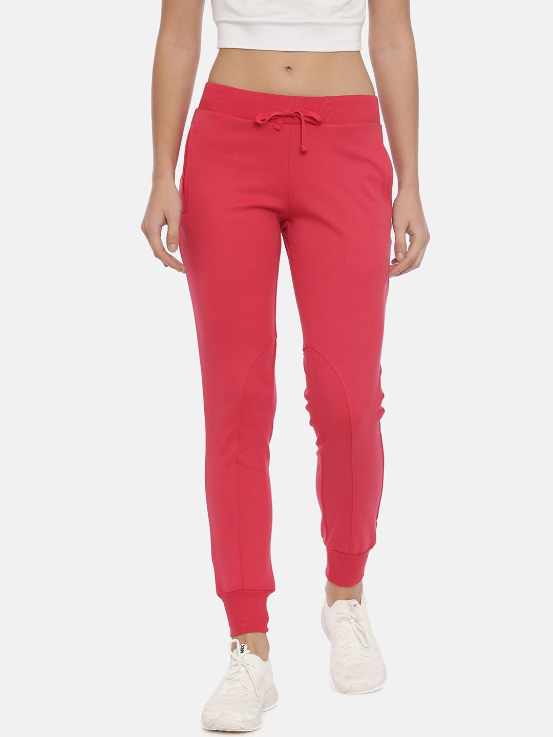 GOLDSTROMS Women Peach-Colored Solid Joggers Price in India