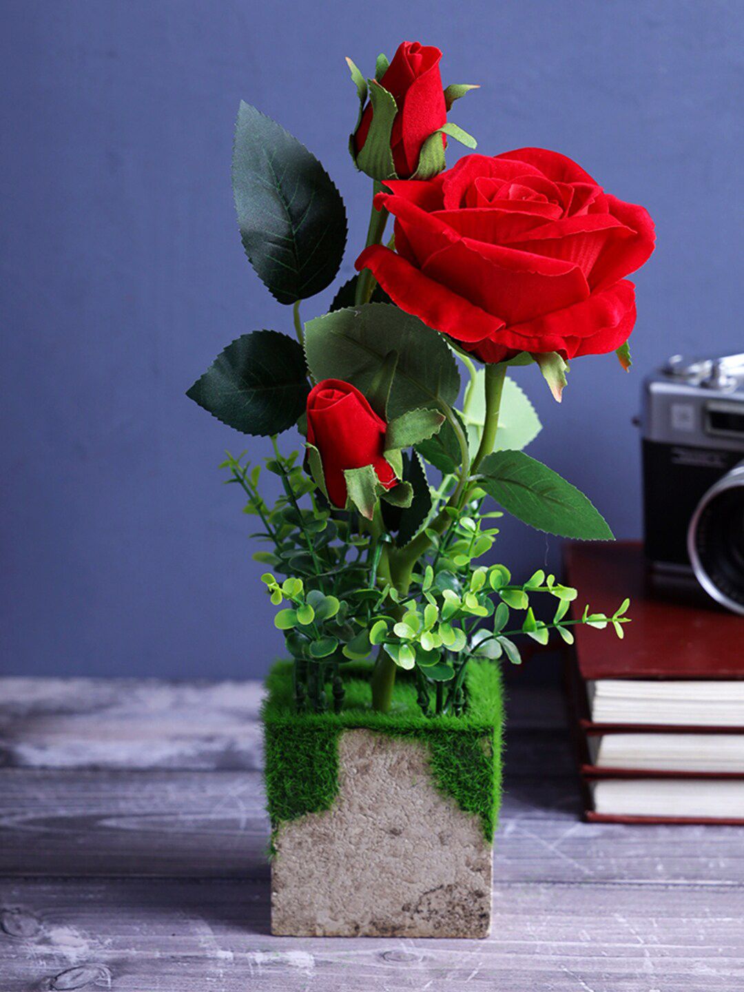 A Vintage Affair- Home Decor Red & Green Artificial Flower Plant With Pot Price in India