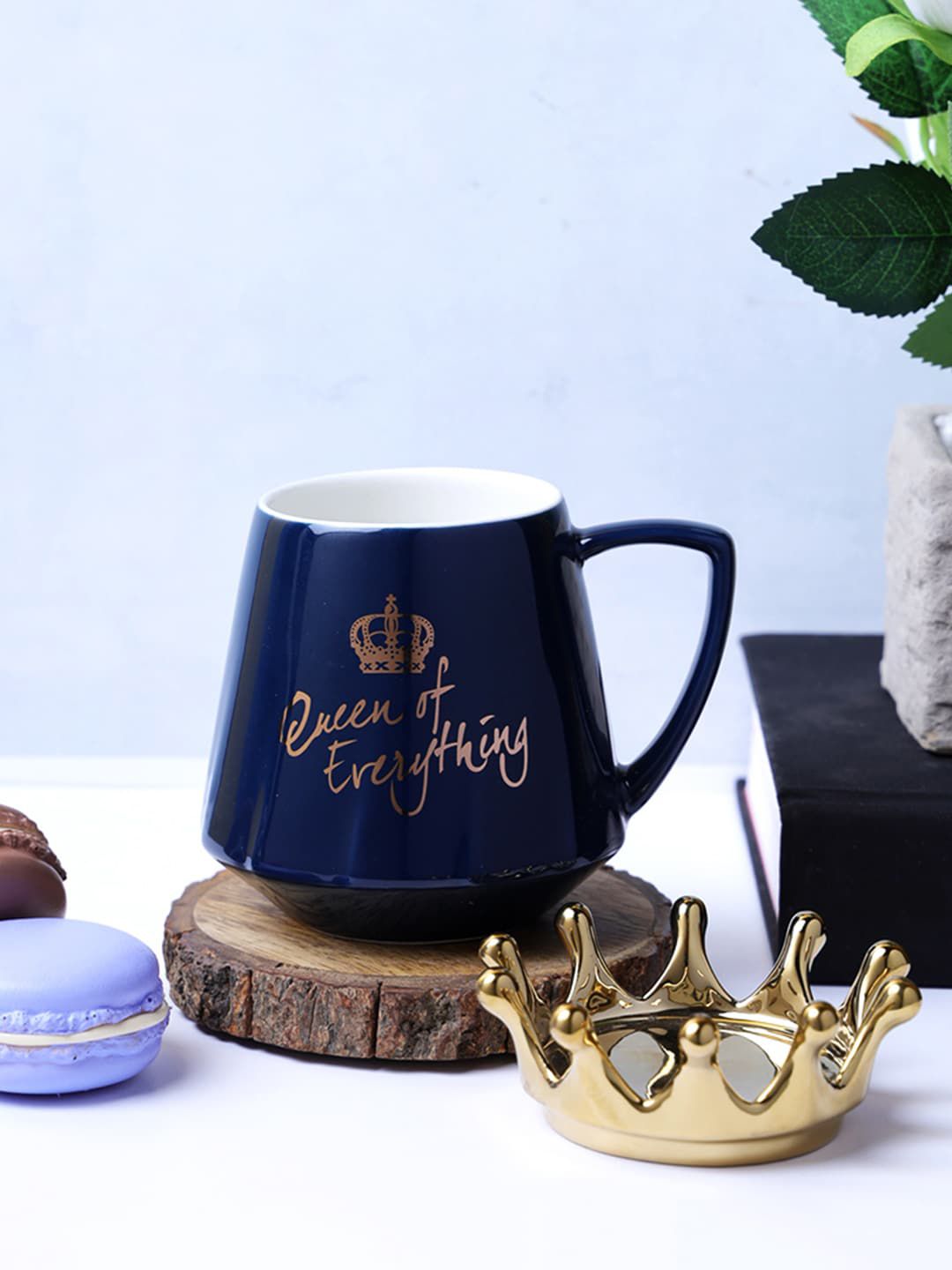 A Vintage Affair- Home Decor Blue & Gold-TonedPrinted Ceramic Mugs Set Price in India