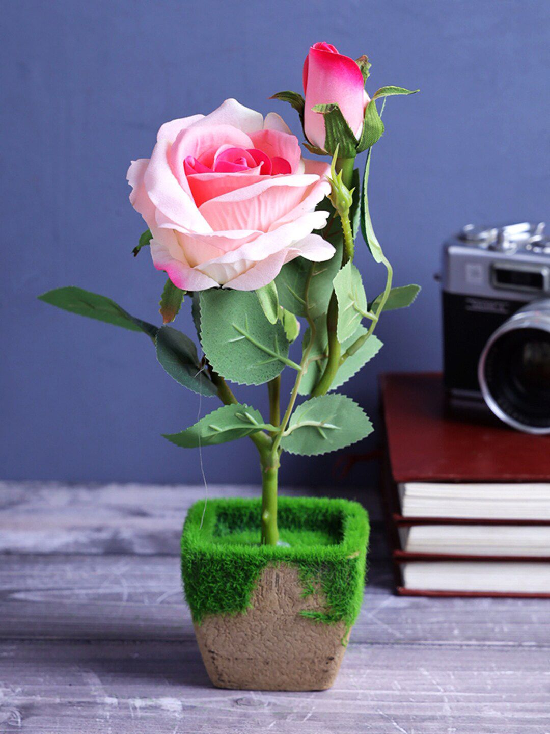A Vintage Affair- Home Decor Pink & Green Julia Artificial Flower With Brown Pot Price in India