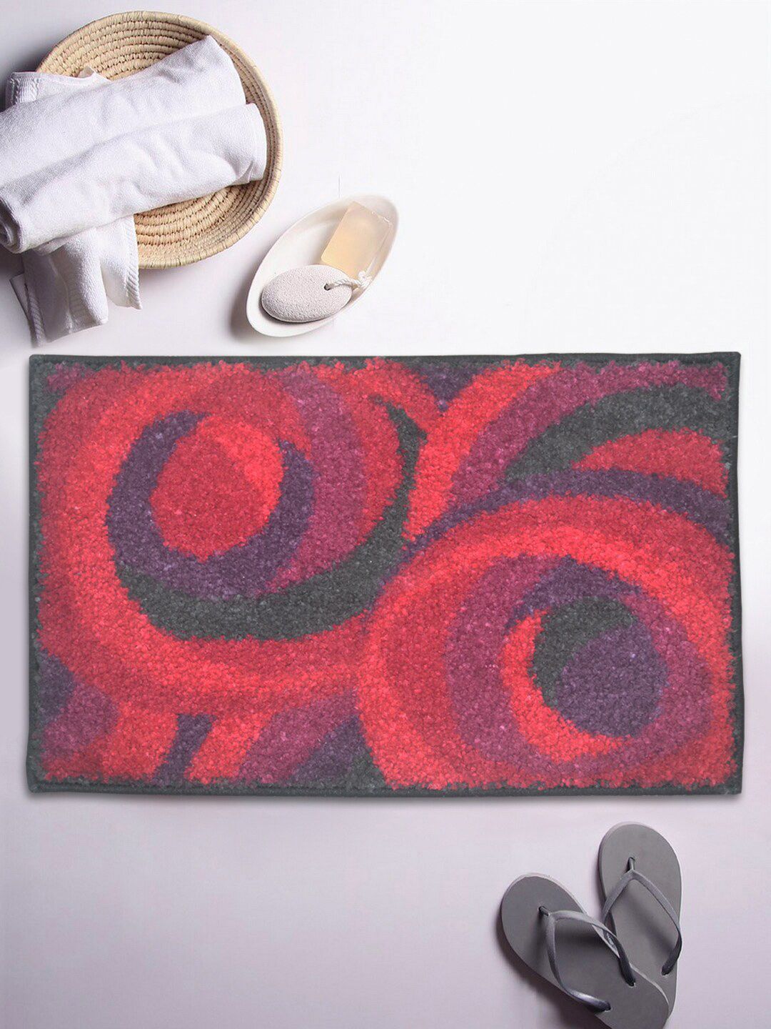 BIANCA Soft-Cotton Bath Mat With Rubber Back -1pc Small (super dry) abstract-purple Price in India