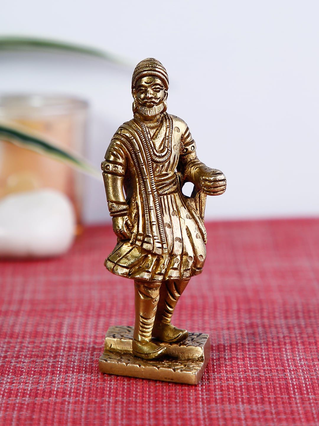 CraftVatika Gold-Toned Chhatrapati Shivaji Maharaj Showpiece Price in India