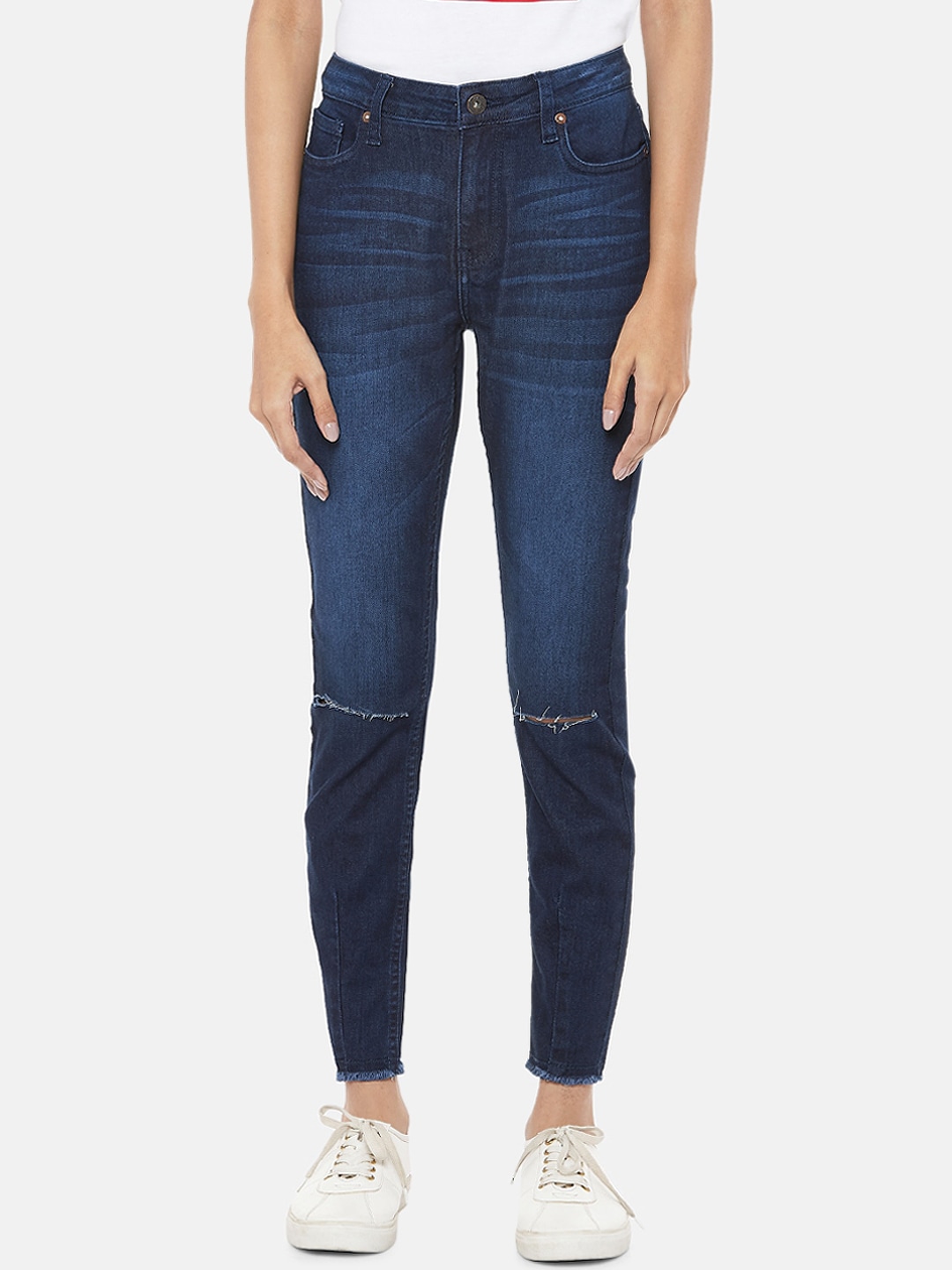 People Women Dark Blue Regular Fit Jeans Price in India