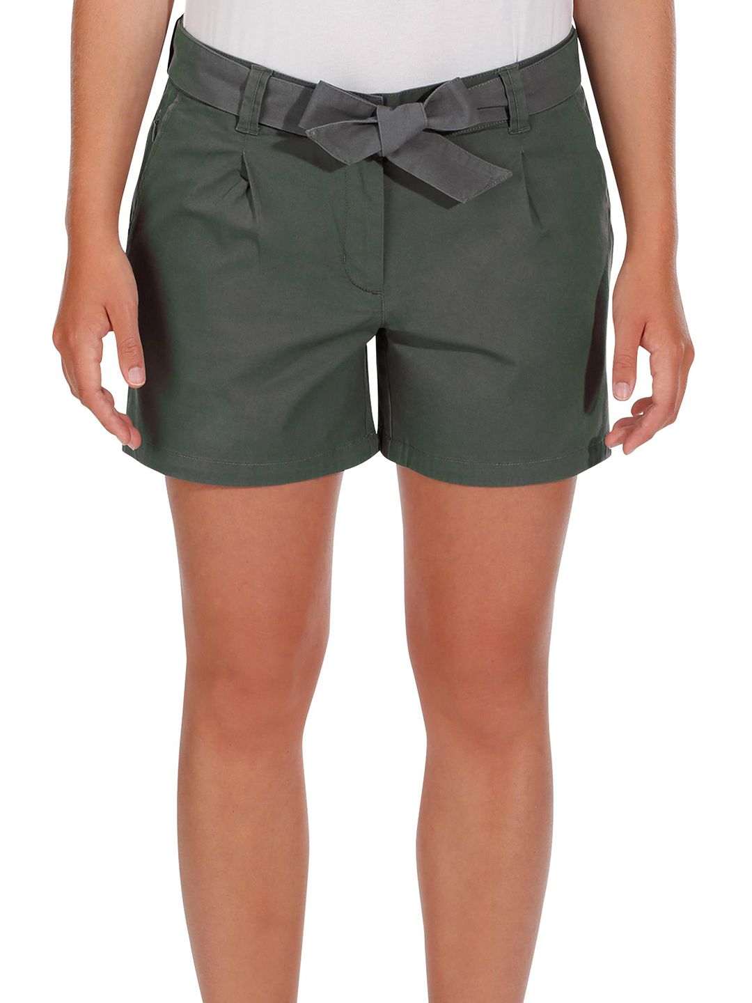 Quechua By Decathlon Women Olive Green Solid Regular Fit Hiking Shorts NH500 Price in India