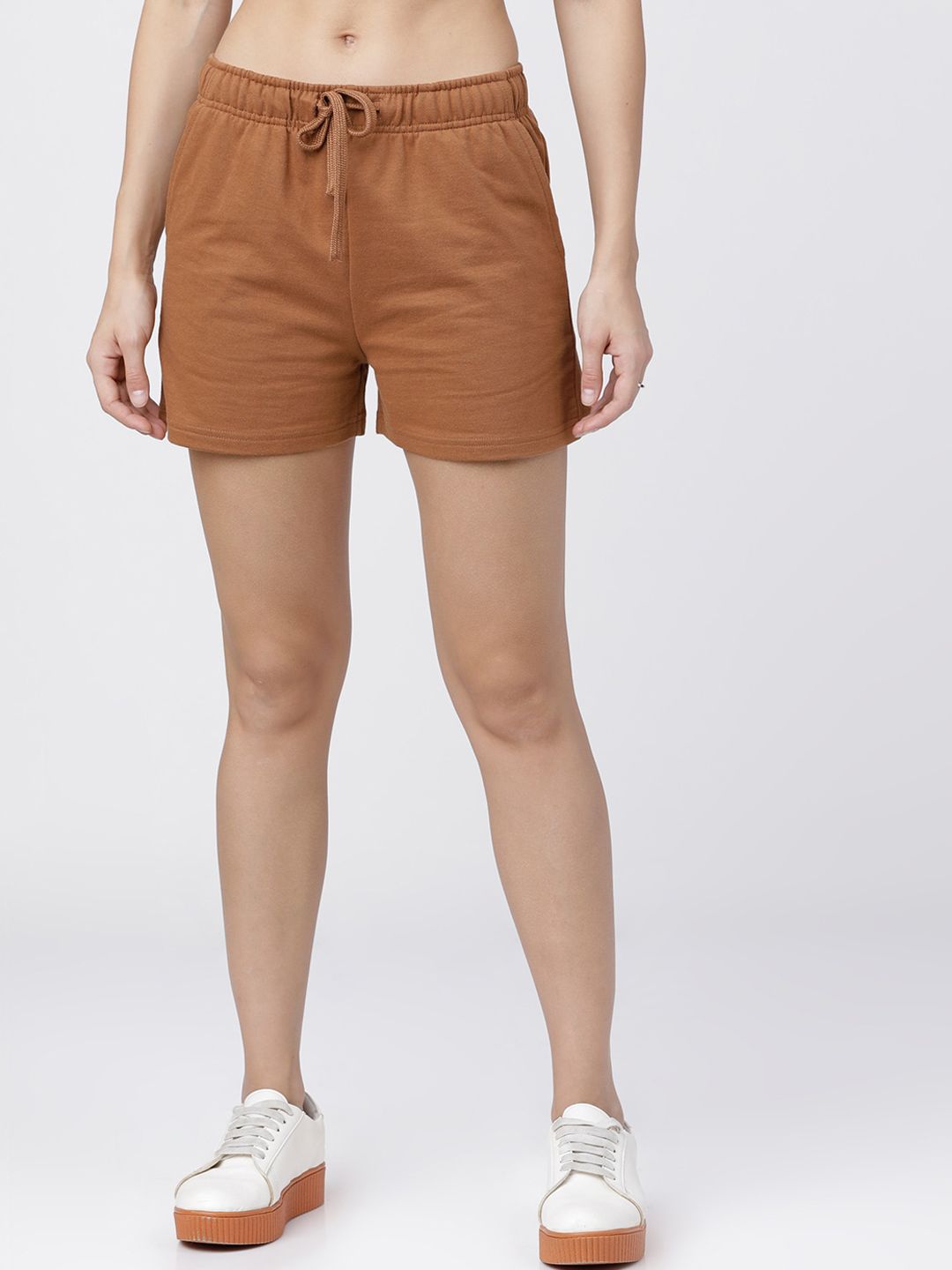 Tokyo Talkies Women Brown Solid Regular Fit Regular Shorts Price in India