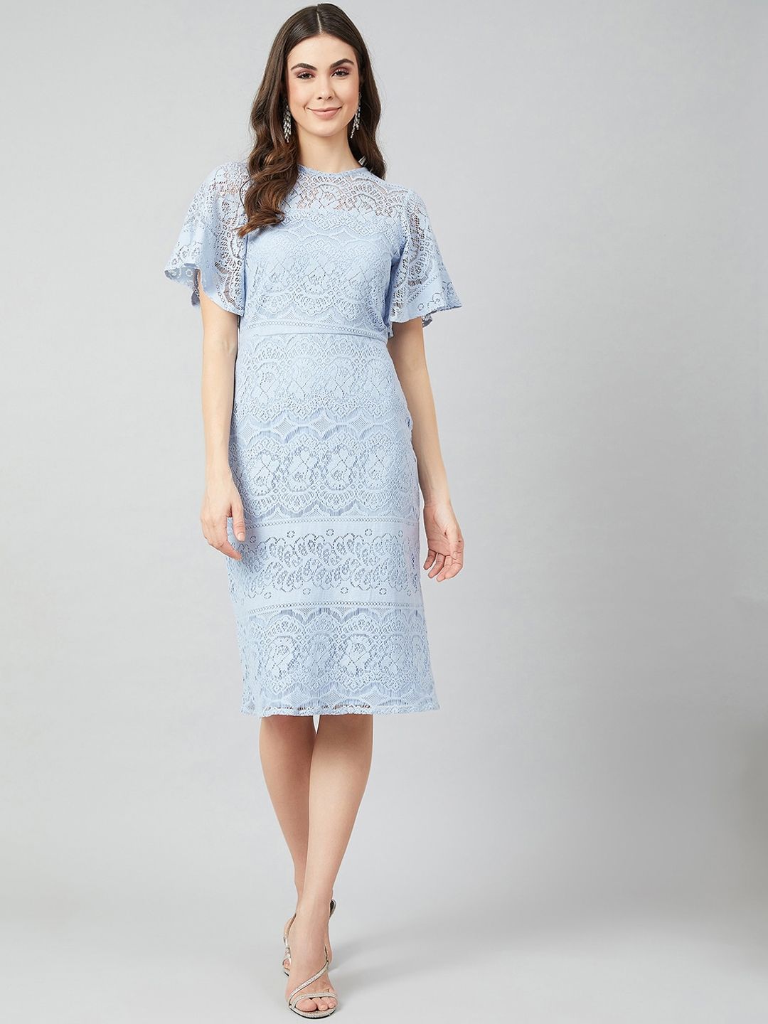 Athena Blue Self Design Sheath Dress Price in India