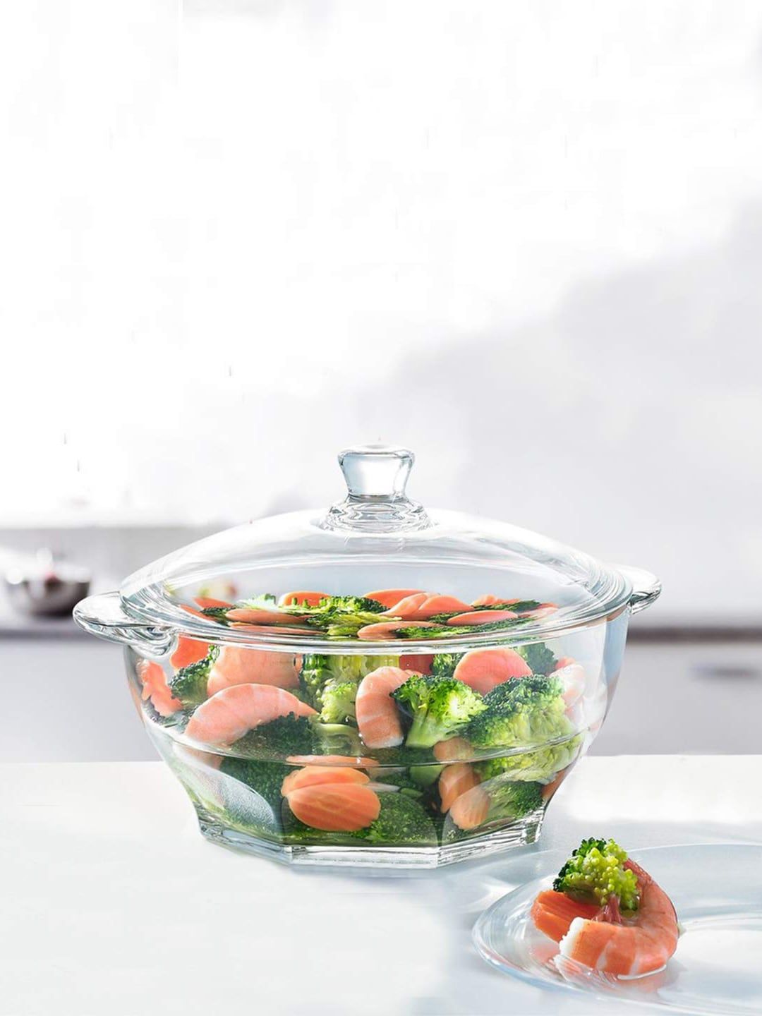 INCRIZMA Transparent Solid Tempered Glass Casserole with Lid Price in India