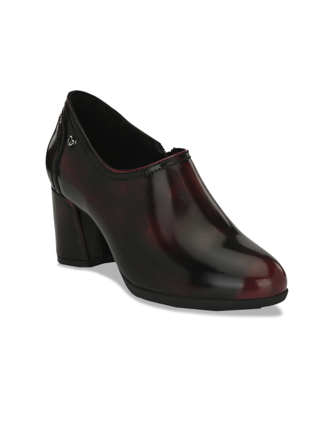Delize Women Burgundy Solid Heeled Boots Price in India