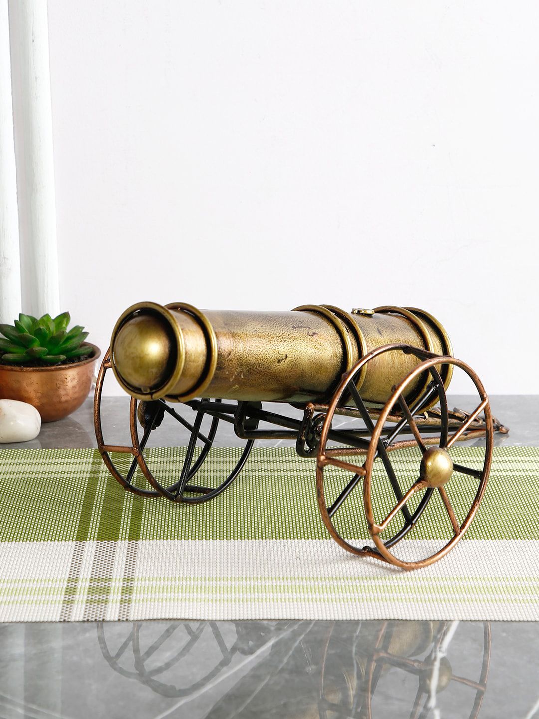 CraftVatika Gold-Toned Handmade Decorative Iron Cannon Showpiece Price in India