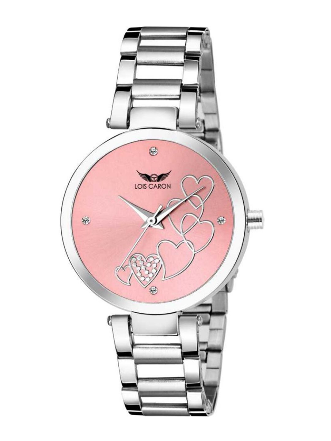 LOIS CARON Women Pink & Silver-Toned Analogue Watch MLC-4672 Price in India