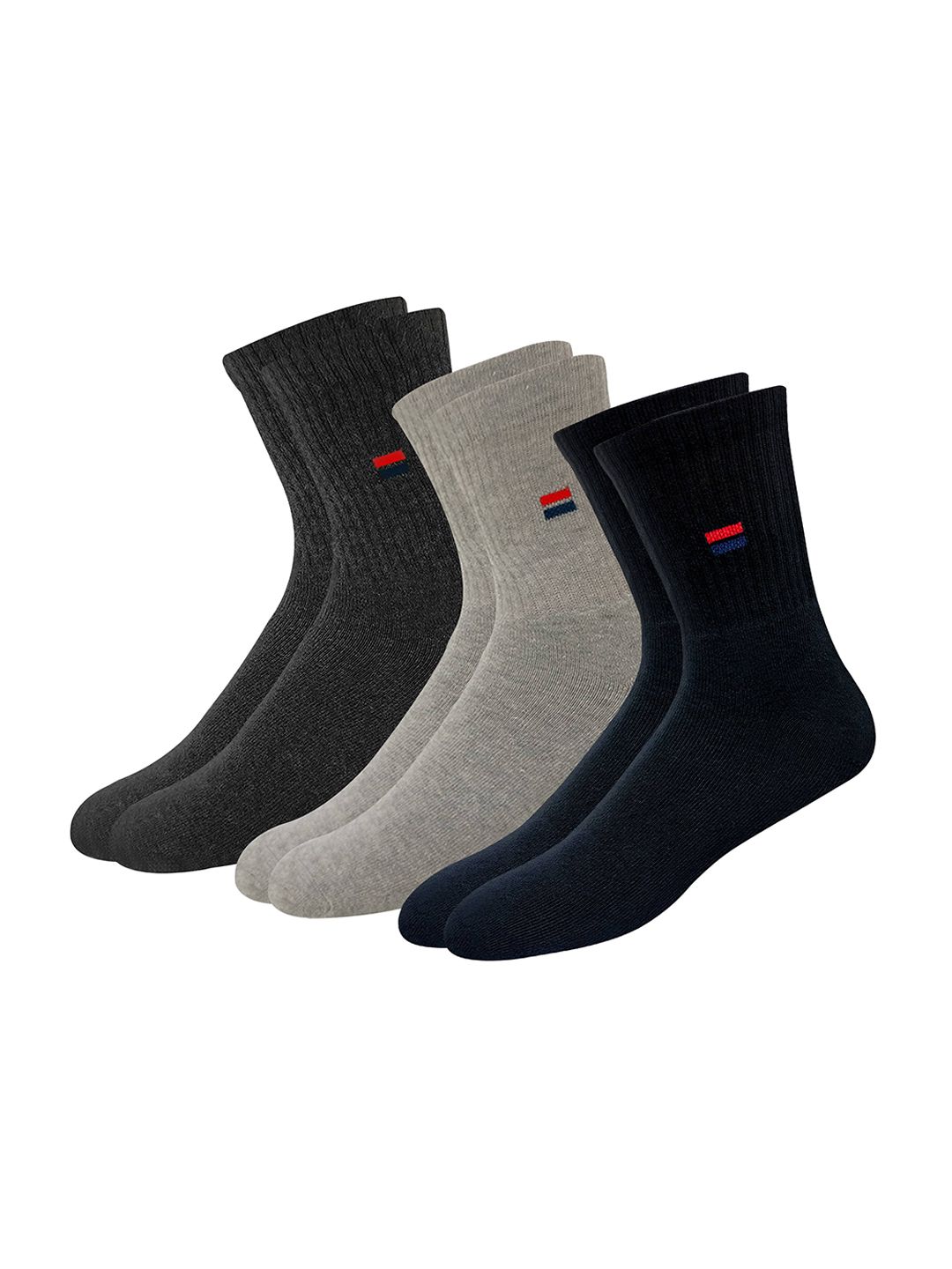 NAVYSPORT Men Pack Of 3 Assorted Calf-Length Socks