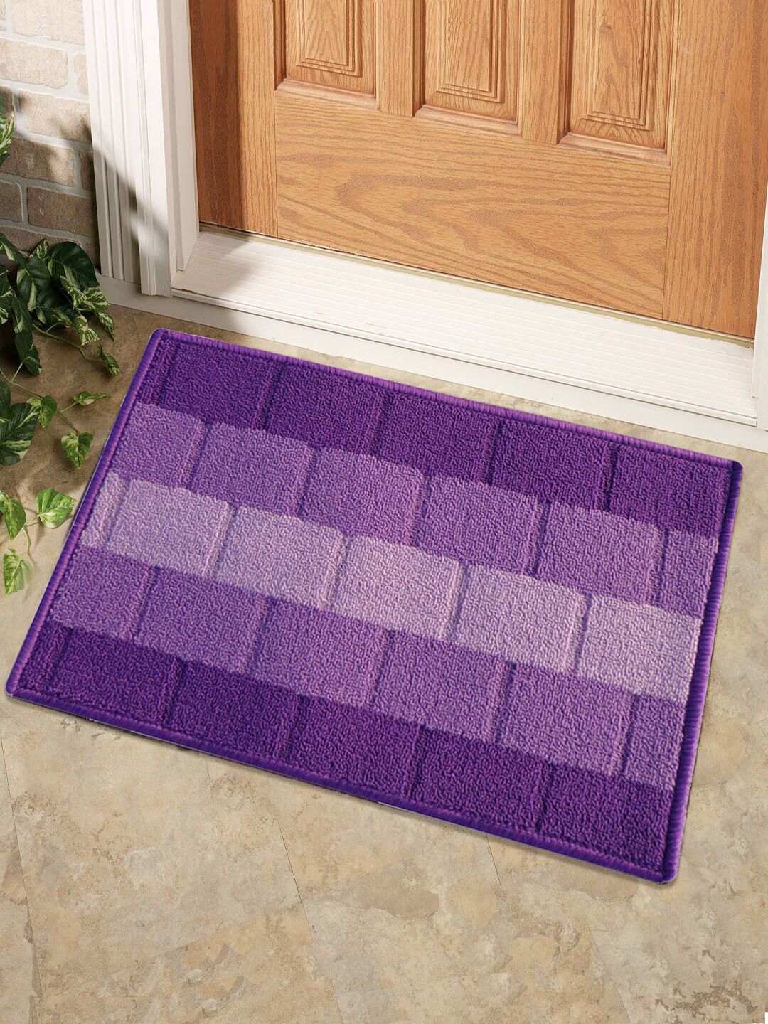 Status Purple Geometric Anti-Skid Doormat Price in India