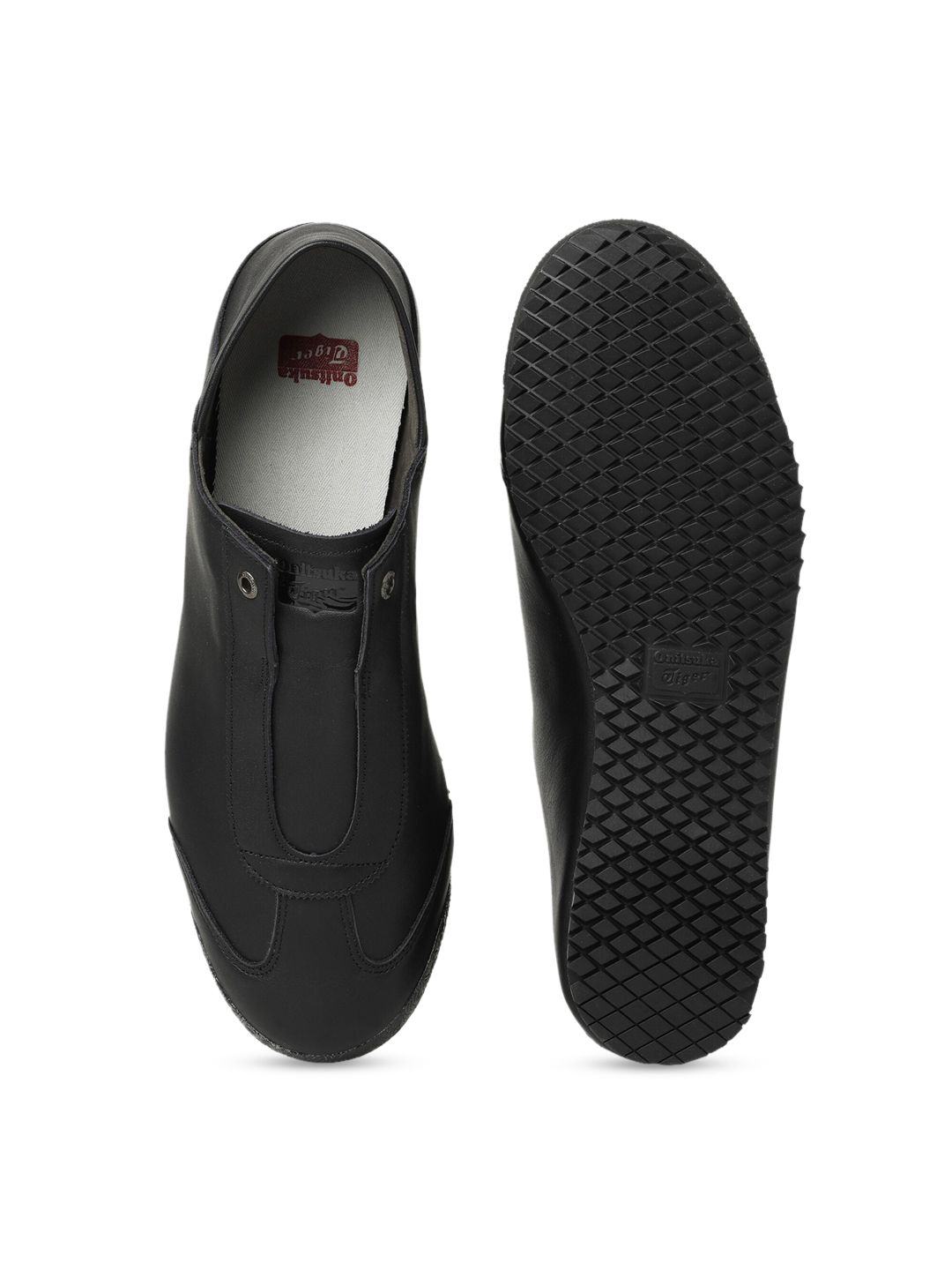 Buy Onitsuka Tiger Unisex Black Leather Slip-On Sneakers Mexico 66