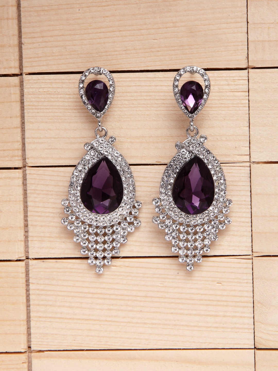 Shining Diva Fashion Violet Contemporary Drop Earrings Price in India