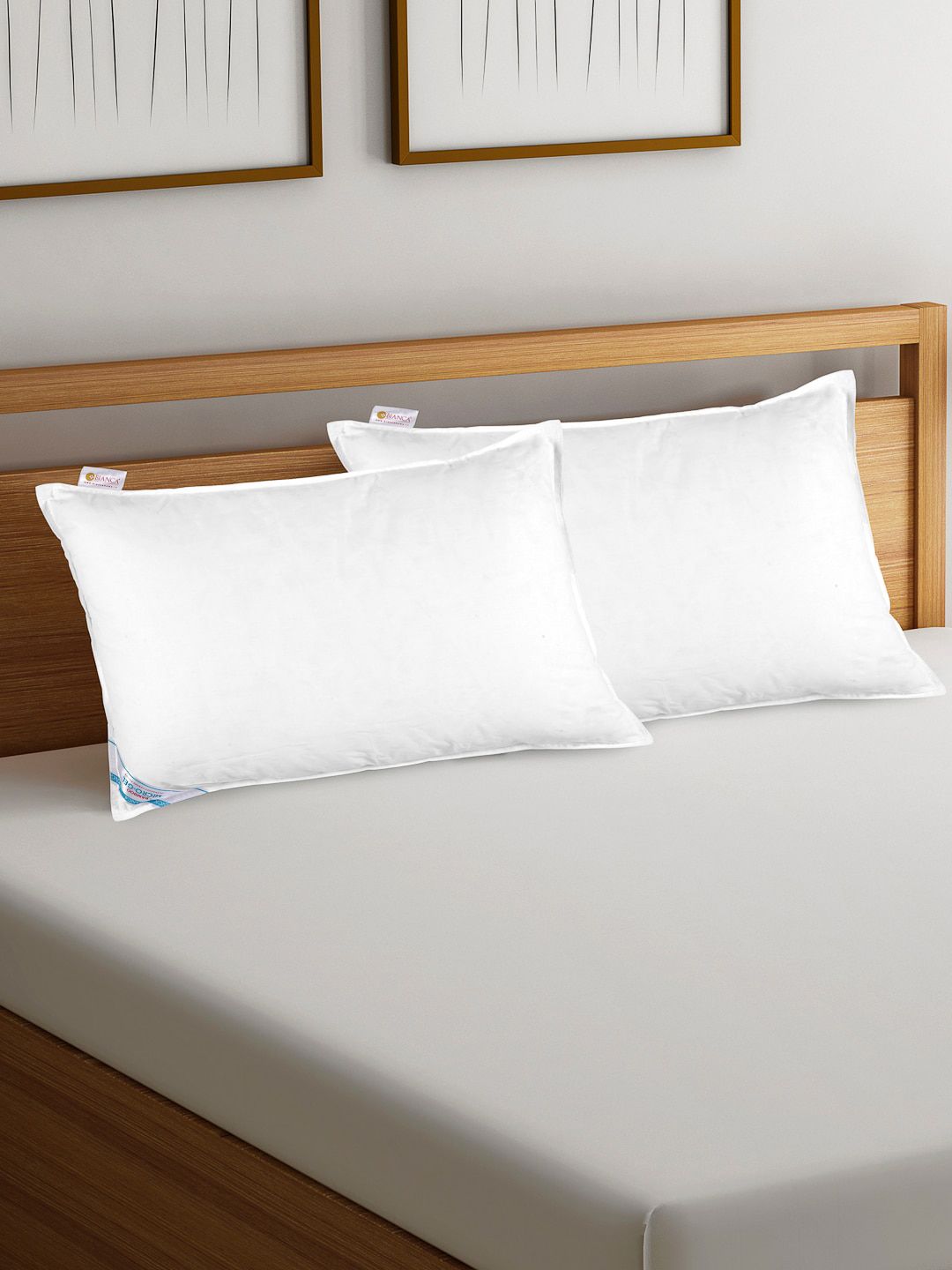 BIANCA Set Of 2 White Solid Shape Adjusting Orthopedic Micro-Gel Fiber Pillows Price in India