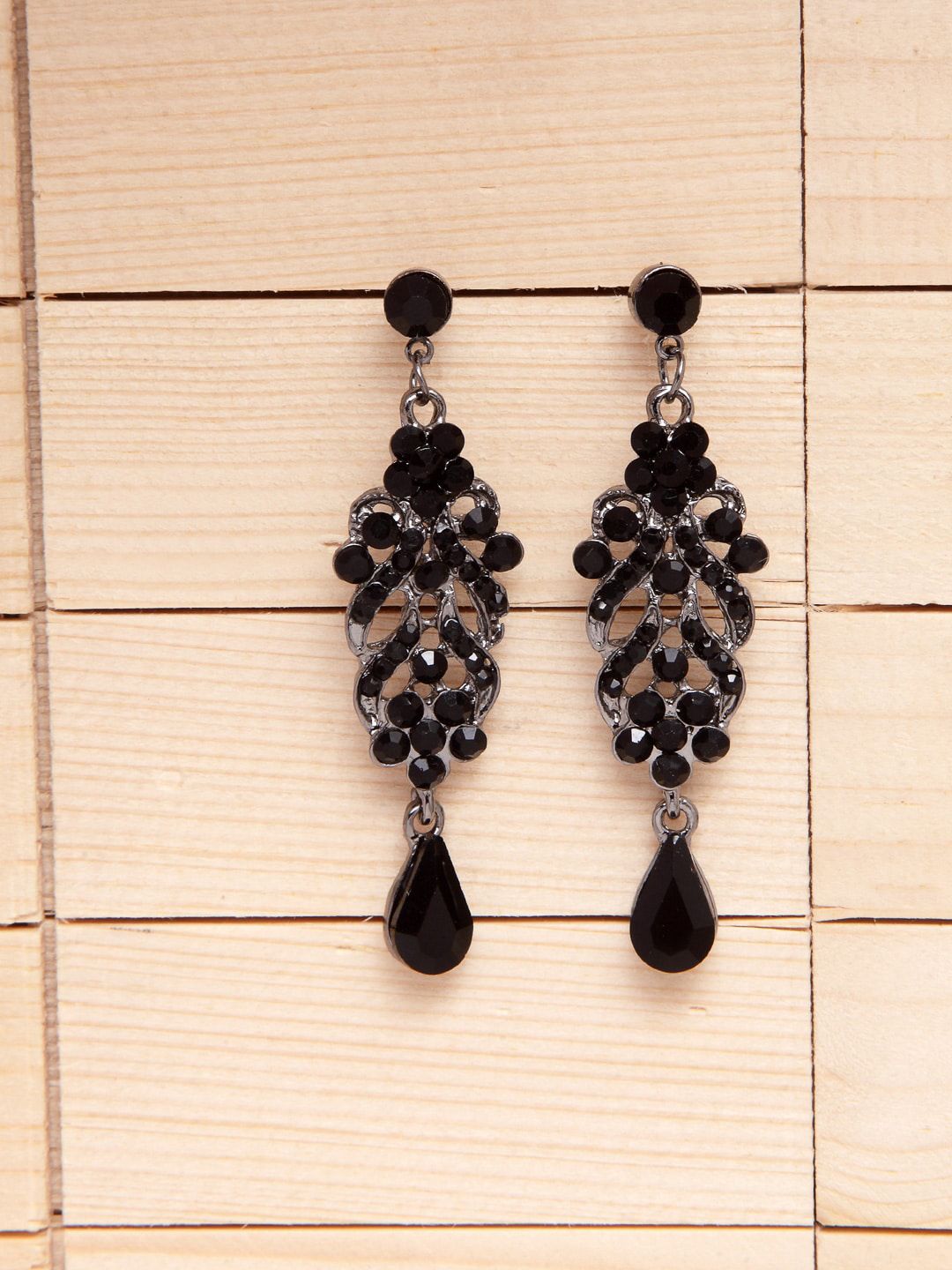 Shining Diva Fashion Black Contemporary Drop Earrings Price in India