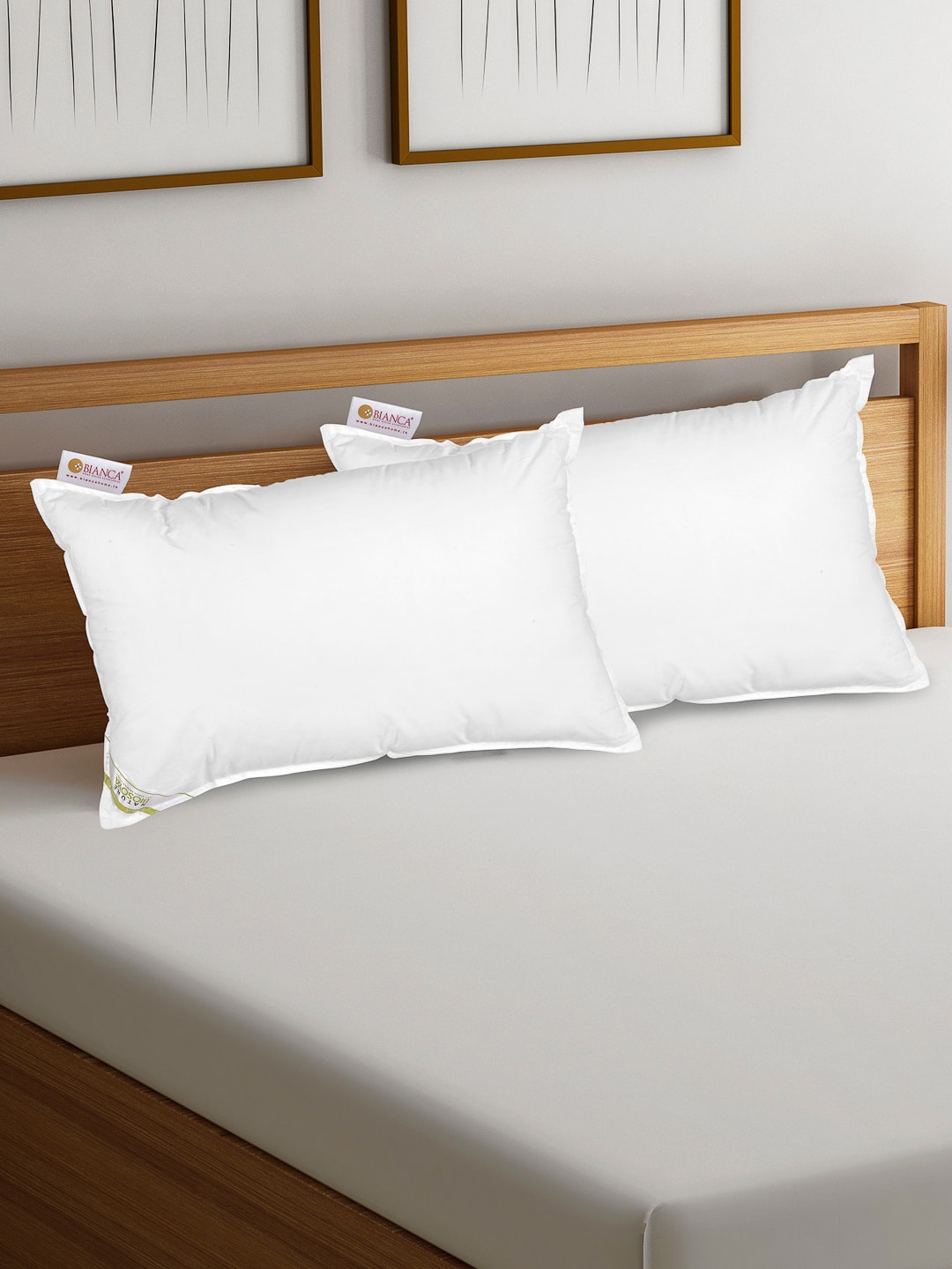 BIANCA Set Of 2 White Solid Medium-Firm Anti Stress Orthopedic Fiber-Pillows Price in India