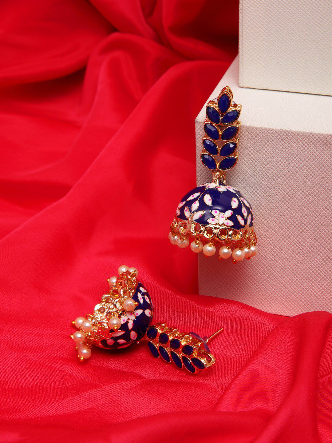 Shining Diva Blue Contemporary Jhumkas Price in India