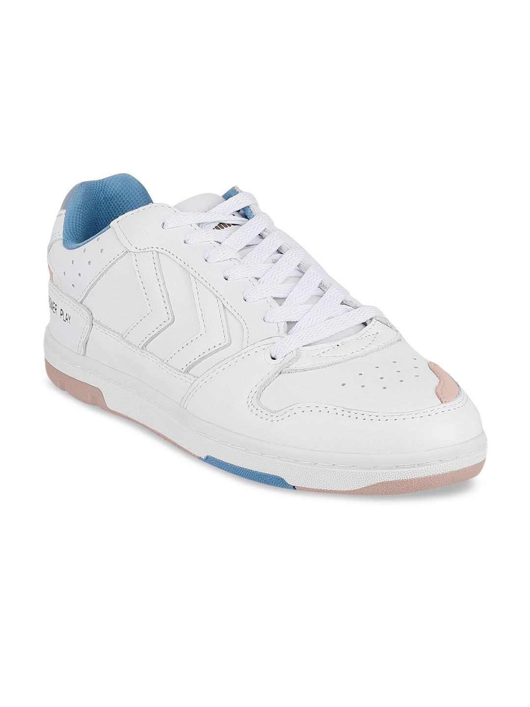 hummel Women White Perforations Antibacterial Leather Sneakers Price in India