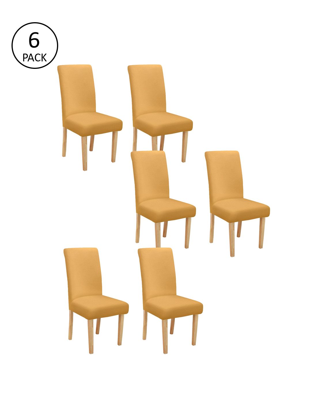 Cortina Set Of 6 Yellow Self Design Chair Covers Price in India