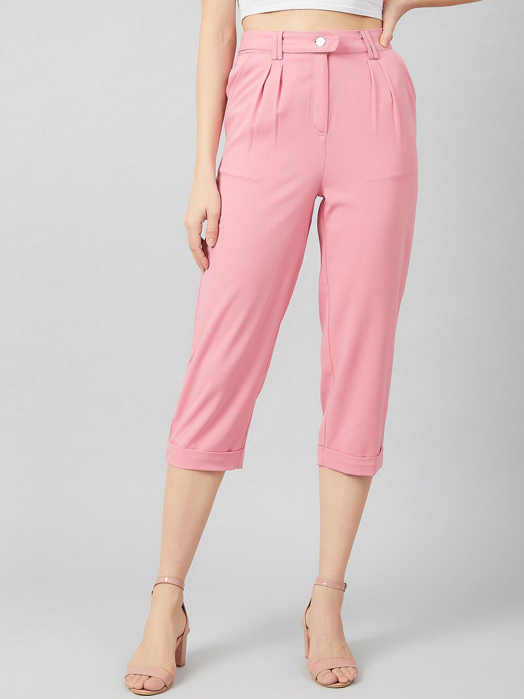 Athena Women Pink Loose Fit Solid Regular Trousers Price in India