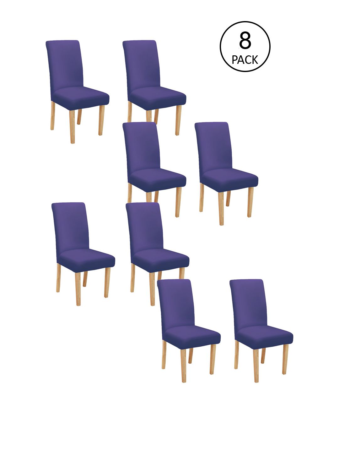 Cortina Set Of 8 Purple Solid Chair Covers Price in India