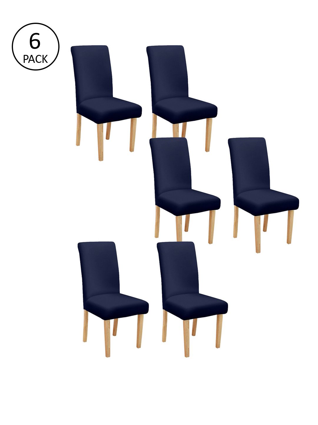 Cortina Set Of 6 Navy Blue Solid Chair Covers Price in India