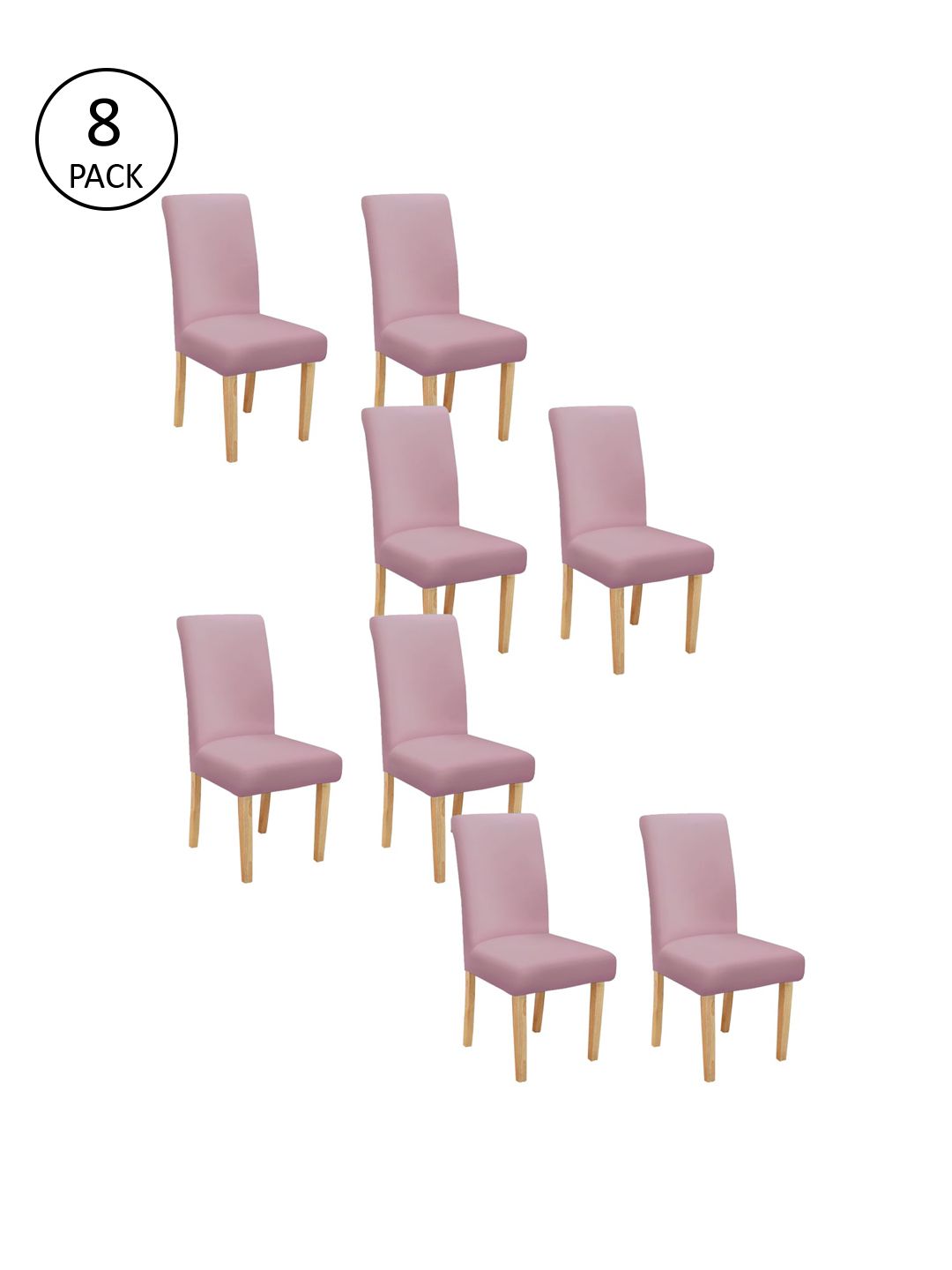 Cortina Set Of 8 Pink Solid Chair Covers Price in India