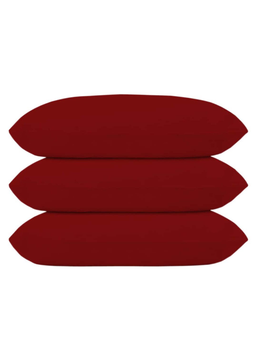 Kuber Industries Set Of 3 Maroon Solid Microfibre Pillows Price in India