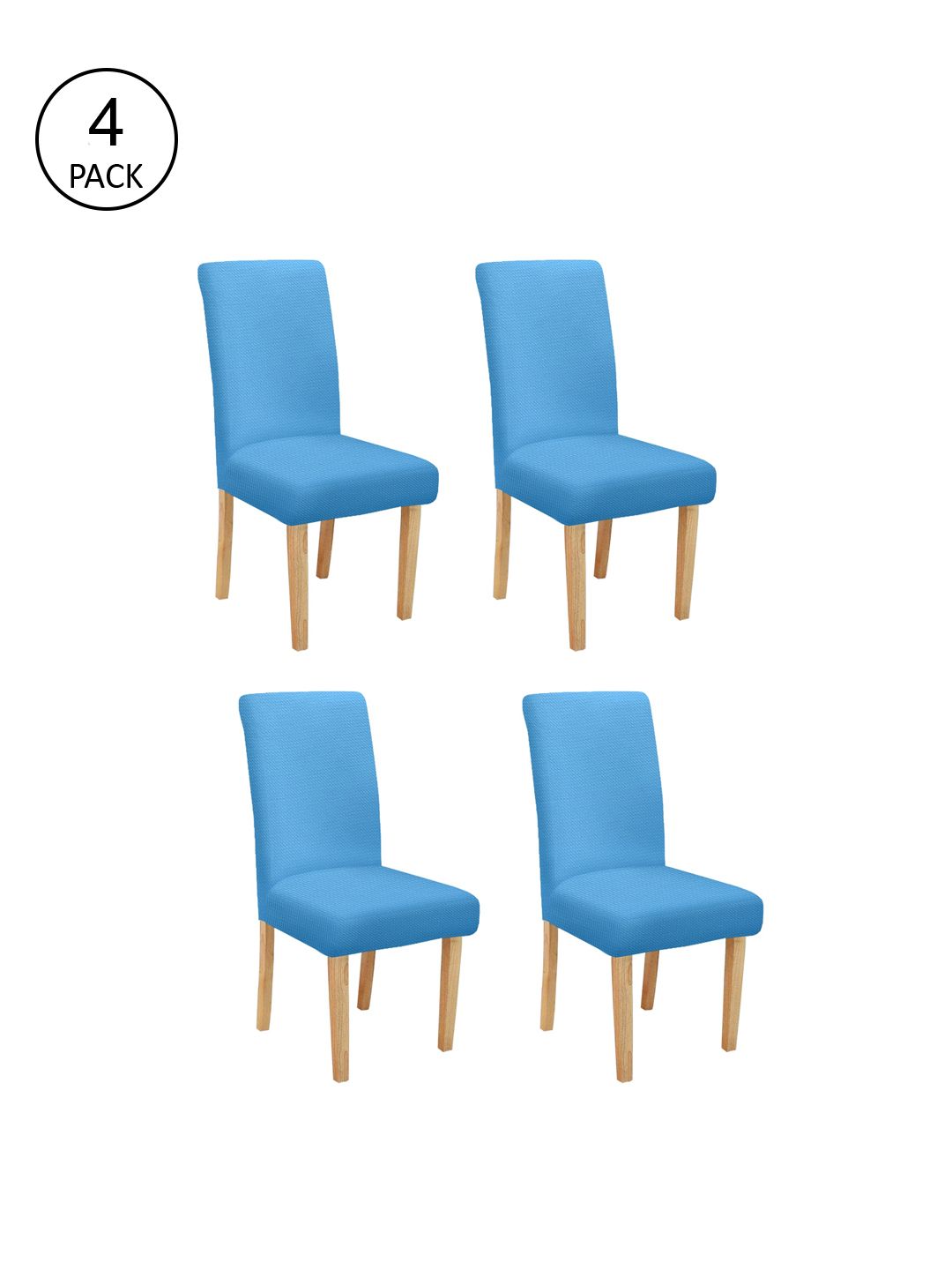 Cortina Set of 4 Blue Self-Design Chair Covers Price in India