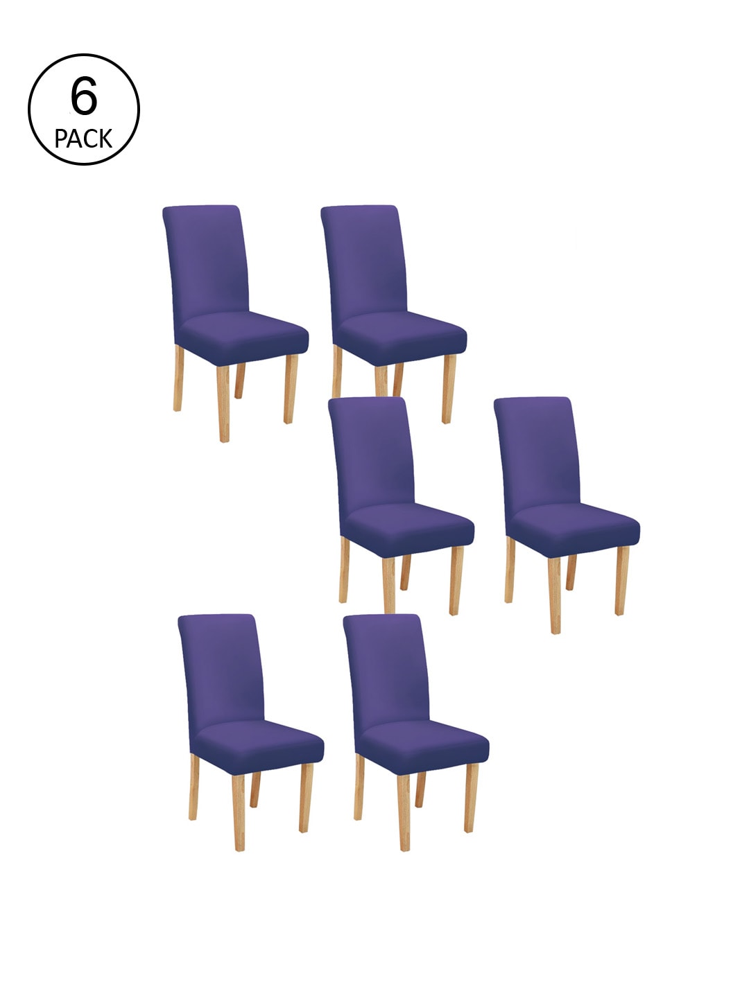 Cortina Set Of 6 Purple Solid Chair Covers Price in India