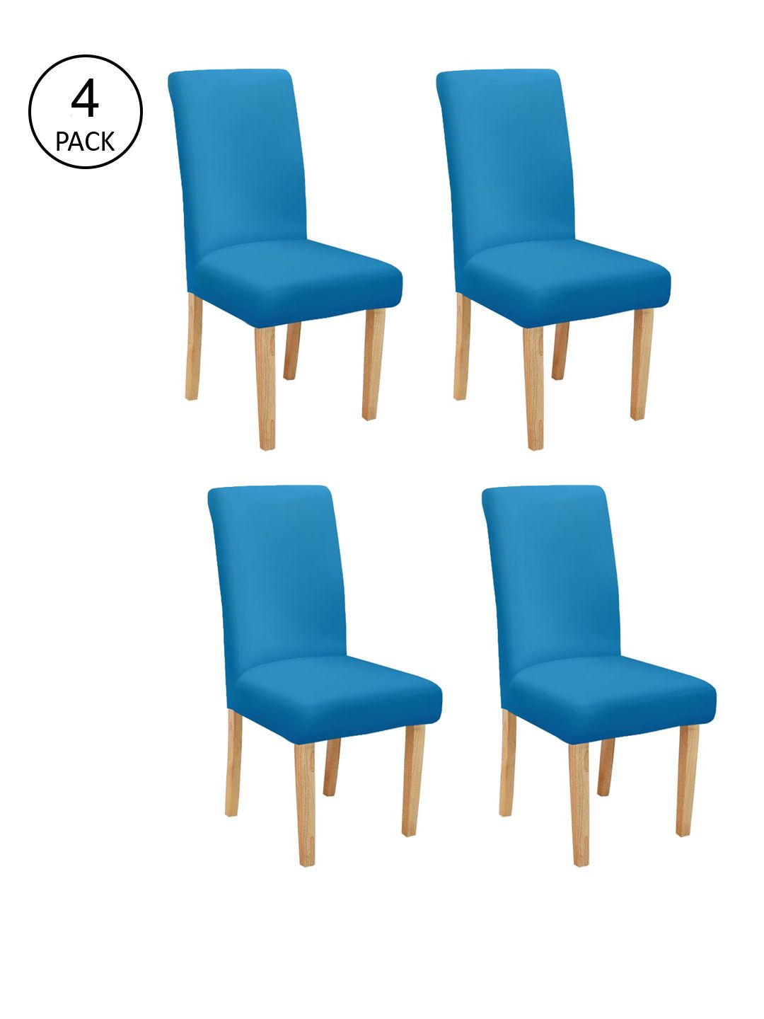 Cortina Set Of 4 Blue Solid Chair Covers Price in India