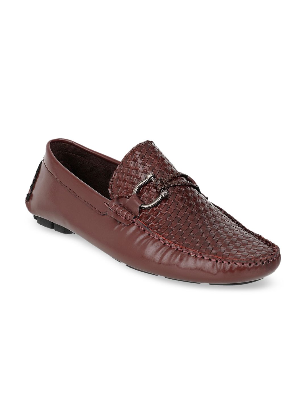 Carlton London Men Brown Woven Design Loafers Casual Shoes