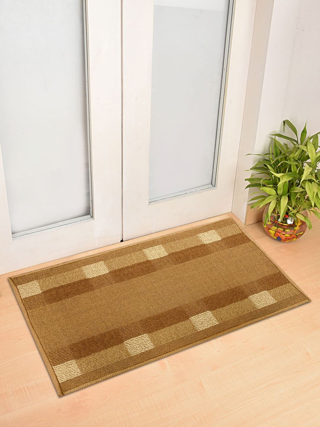 Status Brown Colourblocked Anti-Skid Doormat Price in India