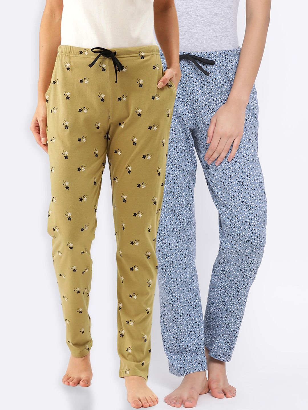 Kanvin Women Pack of 2 Printed Pure Cotton Lounge Pants Price in India