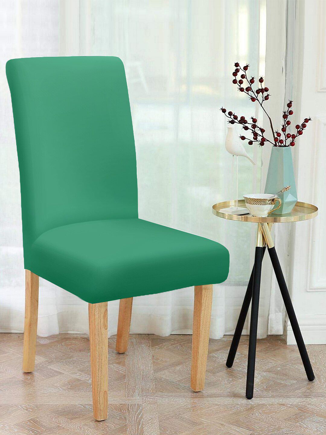 Cortina Set Of 4 Green Solid Chair Covers Price in India