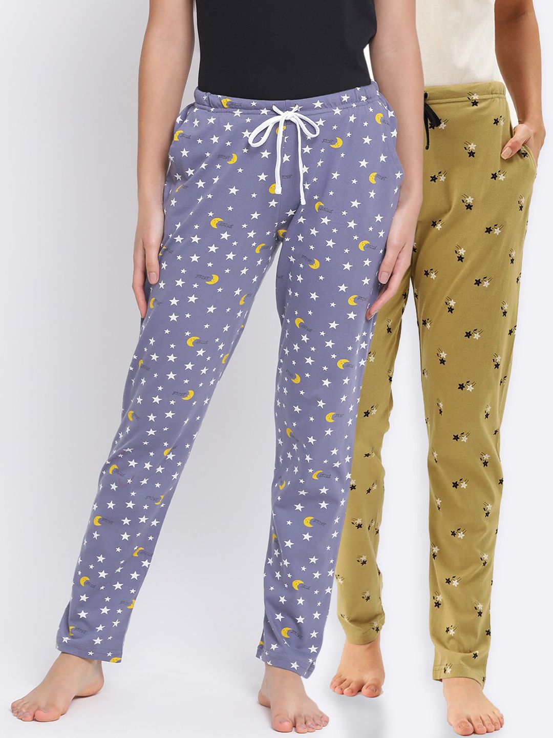 Kanvin Women Pack of 2 Printed Pure Cotton Lounge Pants Price in India