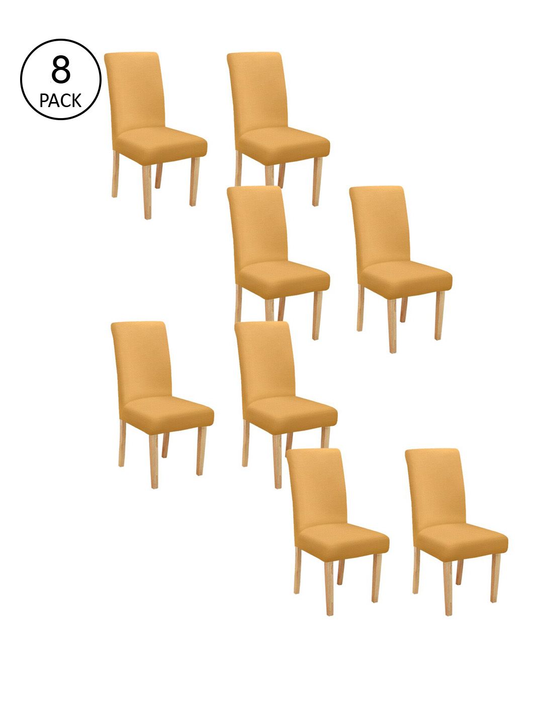 Cortina Set Of 8 Yellow Solid Chair Covers Price in India