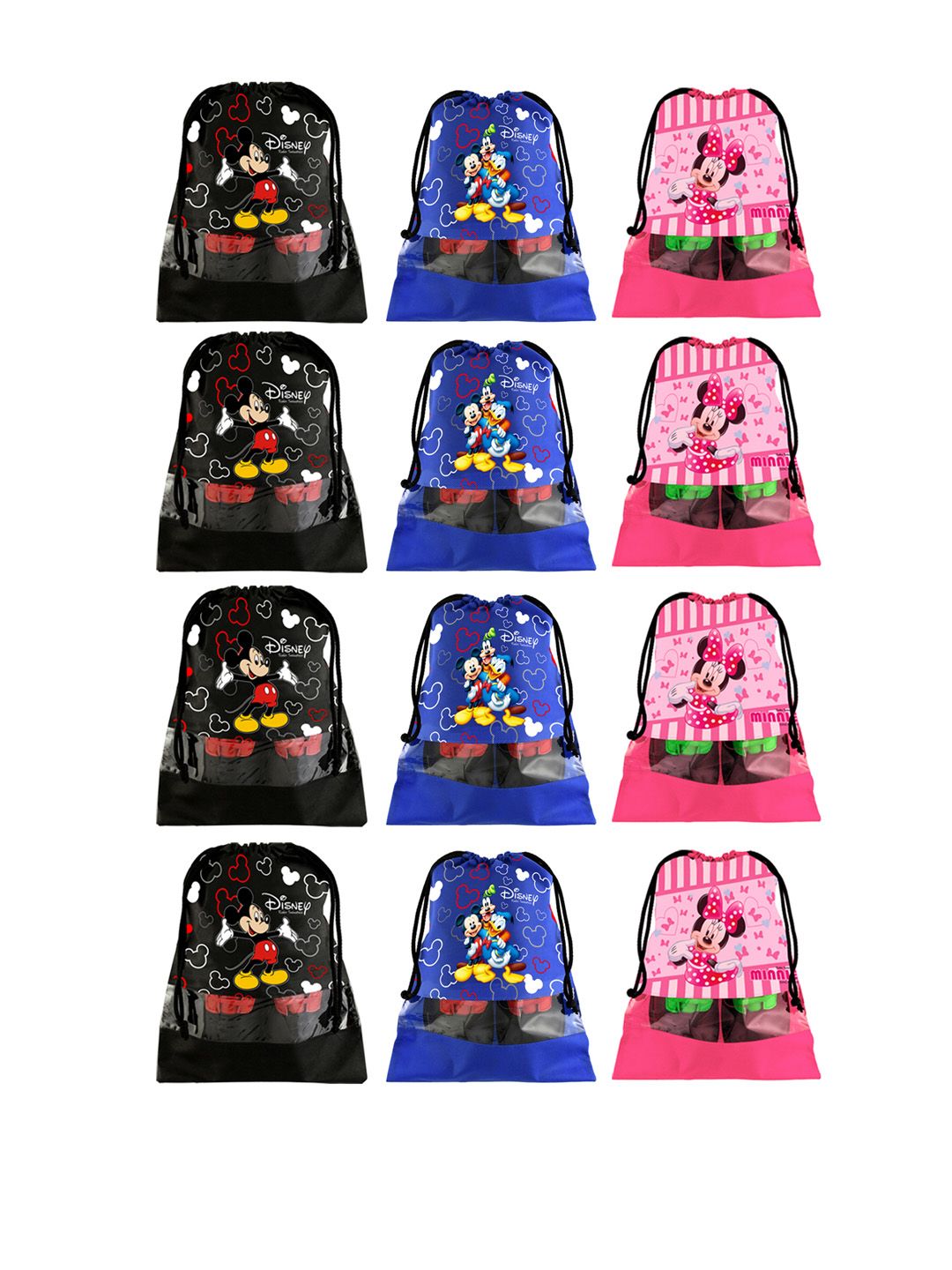 Kuber Industries Black, Blue & Pink Set Of 12 Disney Printed Dust-Proof Shoe Organisers Price in India