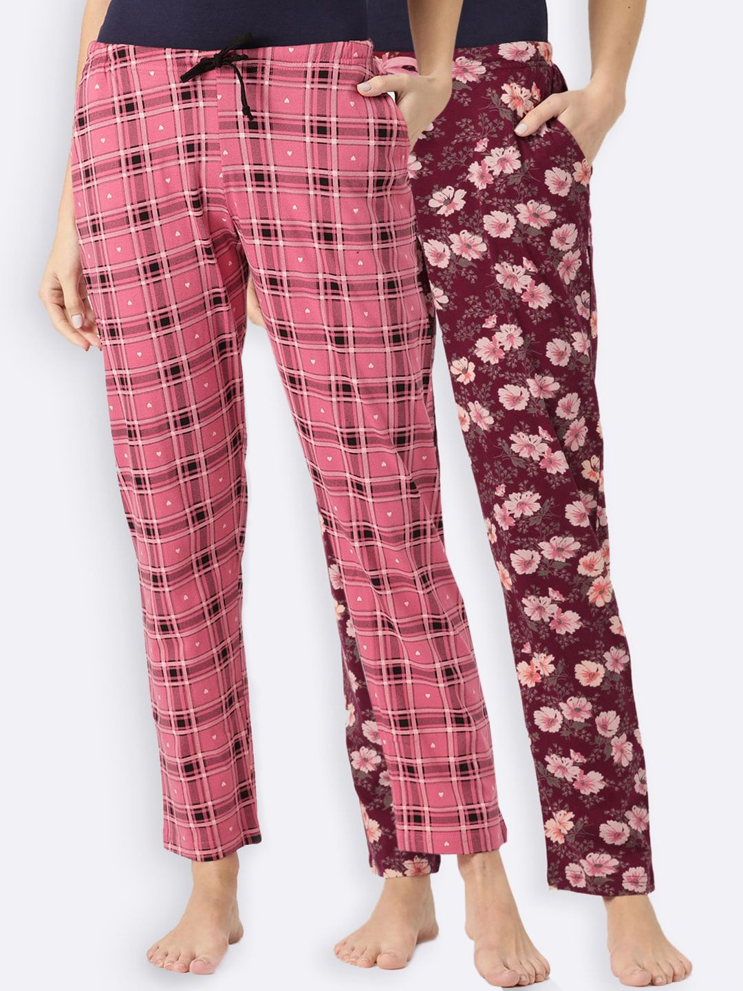 Kanvin Women Pack of 2 Pure Cotton Lounge Pants Price in India