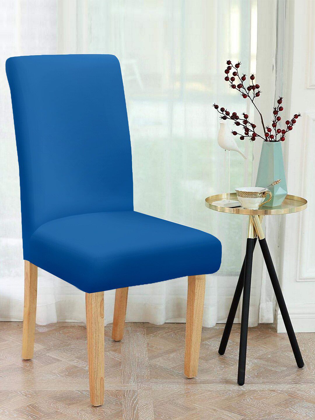 Cortina Set Of 8 Blue Solid Chair Covers Price in India